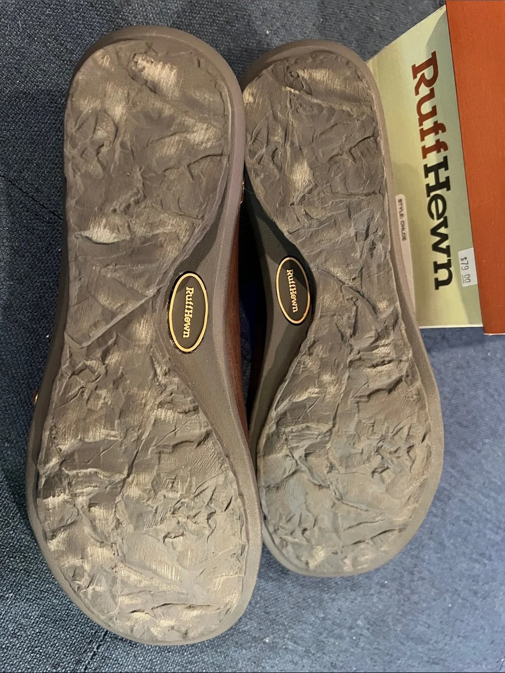 Ruff Hewn Brown Leather Mary Jane Flats with Strap